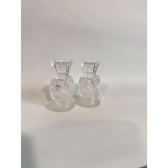 PartyLite Crystal Swan Pair Candle Holders 24% Lead Crystal #P0168 - Picture 2 of 7
